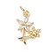 Brass Micro Pave Cubic Zirconia Charms, Cadmium Free & Lead Free, Flower, with Jump Ring, Real 18K Gold Plated, 13x10.5x2mm, Hole: 3mm