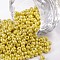 8/0 Glass Seed Beads, Opaque Colors Lustered, Round, Round Hole, Yellow, 8/0, 3mm, Hole: 1mm, about 1111pcs/50g, 50g/bag, 18bags/2pounds