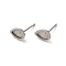 Non-Tarnish Teardrop 304 Stainless Steel Studs Earrings, with 201 Stainless Steel Findings, Stainless Steel Color, Tray: 6x4mm, 8x6mm, Pin: 12x0.8mm