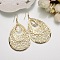Bohemian Style Hollow Teardrop Alloy Dangle Earrings, Golden, 85x47mm