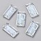 Embossed Glass Rhinestone Pendants, Rectangle, Faceted, Moonlight, 20x10x5mm, Hole: 1.6mm