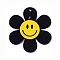 Opaque Acrylic Big Pendants, Sunflower with Smiling Face Charm, Black, 55x50.5x5mm, Hole: 2.5mm