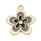 Alloy Enamel Pendants, Flower Charm, Golden, Gray, 21x18.5x1.2mm, Hole: 1.8mm, 10pcs/set