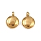 304 Stainless Steel Charms, Ion Plating(IP), Flat Round Charm, Golden, 10.5x8x2.5mm, Hole: 1.8mm