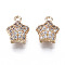 Hollow Brass Micro Pave Clear Cubic Zirconia Charms, Long-Lasting Plated, Cadmium Free & Lead Free, Star, Light Gold, 10.5x8.5x6mm, Hole: 1.2mm