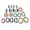 Resin Pendants, Stripe Pattern, Mixed Shapes, Mixed Color, 15~47x14.5~39x1~1.5mm, Hole: 1.8~15mm