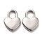 Non-Tarnish 304 Stainless Steel Pendants, Heart, Stainless Steel Color, 16.5x12x2.5mm, Hole: 5.5x6mm