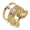 Natural Rose Quartz Finger Rings, 304 Stainless Steel Multi-layer Open Cuff Rings, Real 18K Gold Plated, 19.5mm, Adjustable