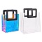 PVC Laser Transparent Bag, Tote Bag, with PU Leather Handles, for Gift or Present Packaging, Rectangle, Black, Finished Product: 25.5x18x10cm, 2pcs/set