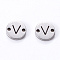 Tarnish Resistant 201 Stainless Steel Links, Laser Cut, Flat Round with Letter, Letter.V, 6x6x1mm, Hole: 0.8mm