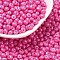 6/0 Glass Seed Beads, Opaque Colours Luster, Teardrop, Deep Pink, 4~5x4~4.5x3~4mm, Hole: 0.8~0.9mm, about 125pcs/10g