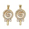 Brass Micro Pave Cubic Zirconia Pendants, Lollipop Charms, Long-Lasting Plated, Cadmium Free & Lead Free, Rack Plating, Real 18K Gold Plated, 27x16x3.5mm, Hole: 4.5x3.5mm