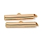Brass Slide On End Clasp Tubes, Slider End Caps, Cadmium Free & Nickel Free & Lead Free, with Pendant Bails, Real 18K Gold Plated, 6x29x4mm, Hole: 1mm