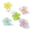 Luminous Glow in the Dark Flower Resin Finger Ring, Silver Brass Adjustable Ring, Mixed Color, Inner Diameter: 14.5mm