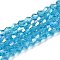 Transparent Electroplate Glass Beads Strands, AB Color Plated, Faceted, Bicone, Deep Sky Blue, 4x4mm, Hole: 0.8mm, about 80~85pcs/strand, 30~32cm