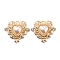 Zinc Alloy Crystal Rhinestone Pendants, with Plastic Imitation Pearl, Heart, Golden, 22x25x4.5mm, Hole: 2.4x1.6mm