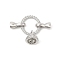 Brass Micro Pave Clear Cubic Zirconia Fold Over Clasps, Cadmium Free & Nickel Free & Lead Free, Ring, Platinum, 31mm