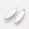 Brass Enamel Pendants, Enamelled Sequins, Horse Eye, Golden, White, 16x5x2mm, Hole: 1mm