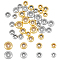 40Pcs 8 Style Brass Beads, with Rubber Inside, Slider Beads, Rondelle, Platinum & Golden, 6~10x3~4mm, Hole: 2mm, 5pcs/style