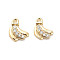 Brass Micro Pave Clear Cubic Zirconia Charms, Cadmium Free & Nickel Free & Lead Free, Banana, Real 18K Gold Plated, 7.5x5.5x2mm, Hole: 0.9mm