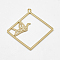 Brass Pendants, Cadmium Free & Nickel Free & Lead Free, Rhombus with Paper Crane, Real 18K Gold Plated, 37x35x1.5mm, Hole: 1.5mm