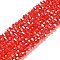Transparent Glass Beads, 32 Facets, AB Color Plated, Round, Red, 4.5x4mm, Hole: 1mm, about 87~93pcs/strand, 32~33cm