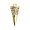 Brass Micro Pave Cubic Zirconia Pendants, Cone Charms, Rack Plating, Long-Lasting Plated, Lead Free & Cadmium Free, Real 18K Gold Plated, 15x6.5mm, Hole: 0.9mm