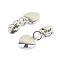 Alloy Zipper Head with Heart Charms, Zipper Pull Replacement, Zipper Sliders for Purses Luggage Bags Suitcases, Platinum, 4x1.6cm