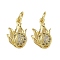 Brass Micro Pave Cubic Zirconia Pendants, Pitaya Charms, Long-Lasting Plated, Cadmium Free & Lead Free, Rack Plating, with Jump Ring, Real 18K Gold Plated, 14x9x3mm, Hole: 3.2mm
