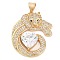 Brass Micro Pave Cubic Zirconia Pendants, Cadmium Free & Lead Free, Leopard Charms, Real 18K Gold Plated, 26x21.5x5.5mm, Hole: 4x3mm