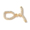 Brass Pave Clear Cubic Zirconia Toggle Clasps, Cadmium Free & Nickel Free & Lead Free, Real 18K Gold Plated, 20.5mm
