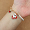 Christmas Jewelry, Alloy Enamel Charm Bracelets for Women, with Plastic Imitation Pearl, Santa Claus