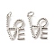 Brass Pendants, with Jump Ring, Cadmium Free & Lead Free, Word Love, Platinum, 20x12x1.5mm, Hole: 3.5mm