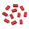 2-Hole Opaque Glass Seed Beads, Rectangle, Crimson, 4.5~5.5x2x2~2.5mm, Hole: 0.5~0.8mm