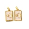 Brass Enamel Pendants, Rectangle with Sun & Moon Charms, Real 18K Gold Plated, Blanched Almond, 20x12x2mm, Hole: 4x2.5mm