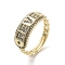 Brass Pave Cubic Zirconia Adjustable Rings, Cadmium Free & Nickel Free & Lead Free, Word REVE, Real 18K Gold Plated, US Size 7(17.3mm)