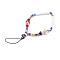 Handmade Lampwork Beaded Mobile Straps for Christmas, Millefiori Glass, with Polymer Clay Heishi Beads, Father Christmas, Snowman, Black, 19.5cm