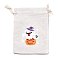 Halloween Cotton Cloth Storage Pouches, Rectangle Drawstring Bags, for Candy Gift Bags, Ghost Pattern, 13.8x10x0.1cm