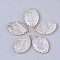 Natural Quartz Crystal Pendants, Rock Crystal Pendants, with Brass Findings, Faceted, Horse Eye, Golden, 39~41x25~26x5~7mm, Hole: 2mm