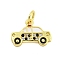 Rack Plating Brass Micro Pave Cubic Zirconia Pendants, with Enamel and Jump Ring, Cadmium Free & Lead Free, Long-Lasting Plated, Car Charm, Real 18K Gold Plated, 10x14x1.5mm, Hole: 3.5mm