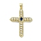 Rack Plating Brass Micro Pave Cubic Zirconia & Imitation Pearl Pendants, Lead Free & Cadmium Free, Long-Lasting Plated, Real 18K Gold Plated, Cross, Dark Blue, 36x26x4mm, Hole: 4.5x3mm