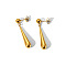 Elegant Teardrop Stainless Steel Stud Earrings, Real 18K Gold Plated, 23.5x5.7x5.9mm