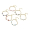 Flower with Evil Eye Enamel Link Bracelet with Clear Cubic Zirconia Tennis Chains, Gold Plated Brass Jewelry for Women, Cadmium Free & Lead Free, Mixed Color, 6-7/8 inch(17.5cm)