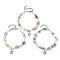 3Pcs 3 Style Alloy Starfish Charm Bracelets Set, with Natural & Synthetic Mixed Gemstone & Shell Beaded, 7-1/4 inch(18.5cm), 1Pc/style
