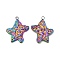 Ion Plating(IP) 304 Stainless Steel Pendants, Textured, Starfish Charm, Rainbow Color, 26x21x2mm, Hole: 1.8mm