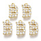 Brass Micro Pave Cubic Zirconia Charms, Nickel Free, Letter, Clear, Real 18K Gold Plated, Letter.B, 12.5x7.5x2.5mm, Hole: 1.2mm