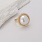 Classic Zinc Alloy Finger Rings for Women, Flat Round, with Imitation Prearl, Golden, US Size 14(23mm)