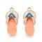 304 Stainless Steel Pendants, with Enamel & Glitter Powder, Flip Flop Charm, Real 14K Gold Plated, Light Salmon, 19x8x3.5mm, Hole: 1.2mm