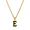 304 Stainless Steel Black Enamel Initial Pendant Twisted Chain Necklaces, Golden, Letter E, 15.75 inch(40cm)