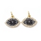 Brass Micro Pave Cubic Zirconia Pendants, Horse Eye, Black & Clear, Gunmetal & Golden, 11.5x14x3.5mm, Hole: 3mm